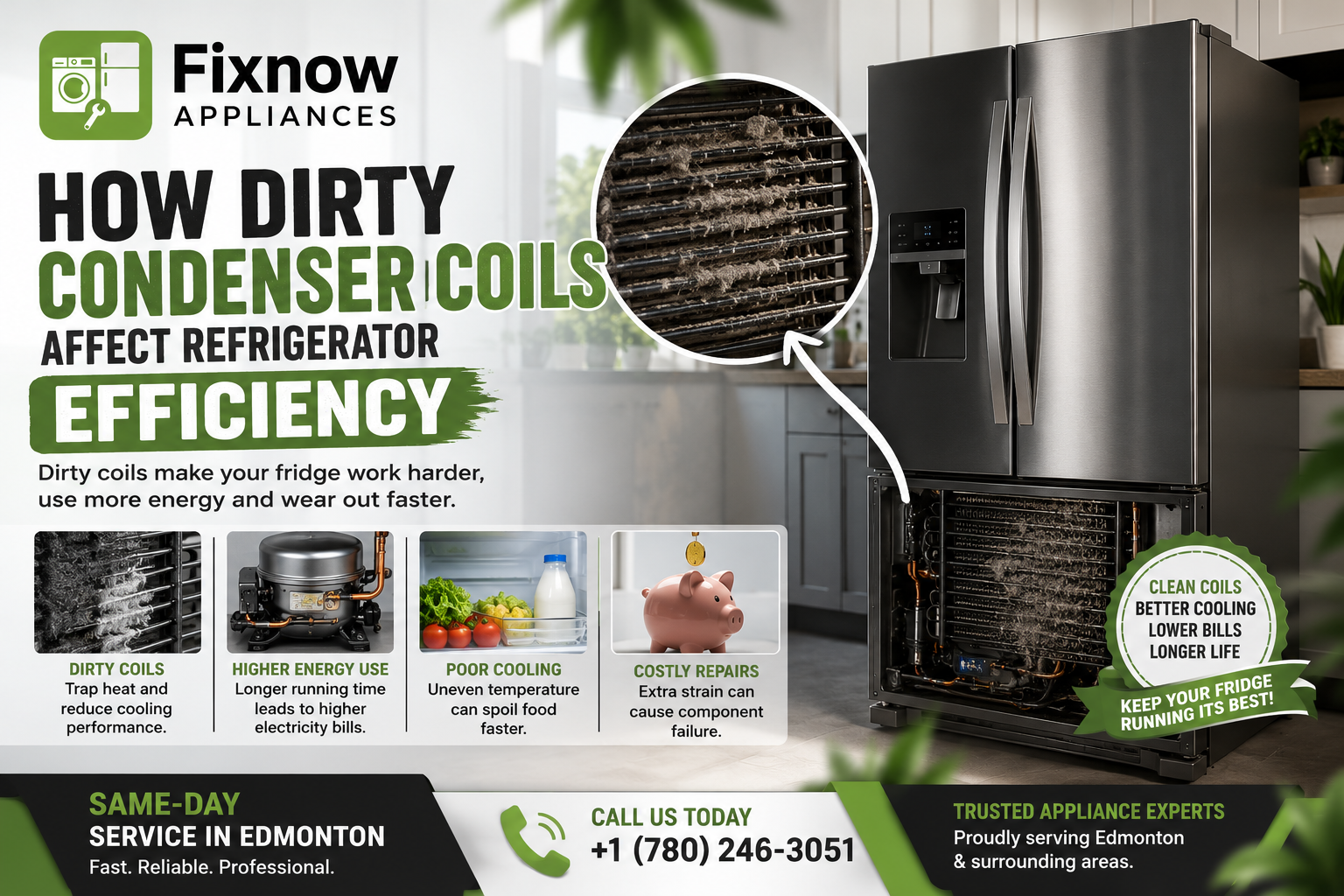 How Dirty Condenser Coils Affect Refrigerator Efficiency | FixNow Appliances